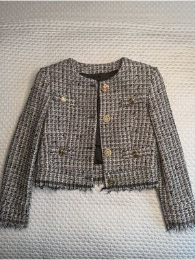 Balmain Classic Black & White Tweed Kids Jacket